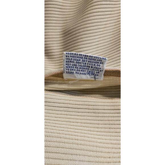 Vintage Bay Harbour Womens Tunic Top Tan Stripes Mock Neck Back Zip NO SIZE TAG - Picture 7 of 7